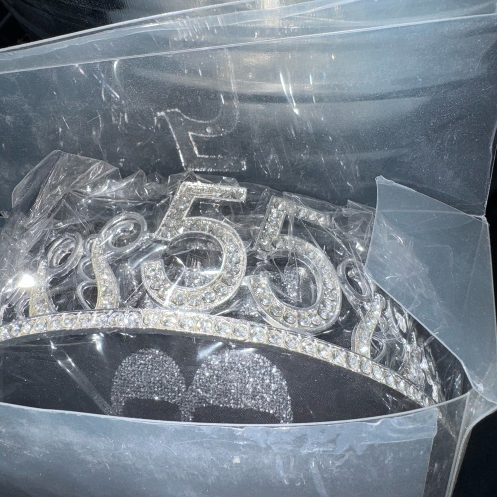 Silver Rhinestone Tiara with Number 55
